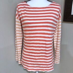 *TALBOTS* Petite Orange x White Striped Shirt